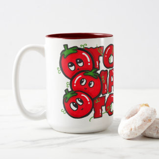 Taza Bicolor Trío de pila de letras de tomate dibujadas a mano