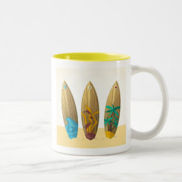 Taza Bicolor Trío de surf retro estilo playa de verano