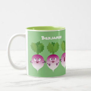 Taza Bicolor Trío de verduras de nabo lindo personalizado