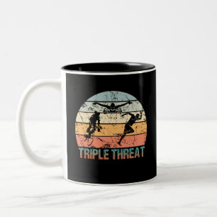 Taza Bicolor Triple amenaza - Atleta Triatlón