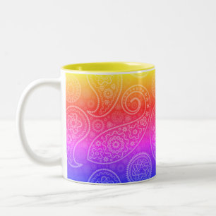 Taza Bicolor Trippy Hippy Retro Paisley de café de dos tonos Mu