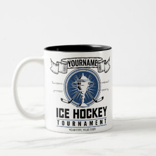 Taza Bicolor Trofeo de hockey sobre hielo personalizado jugador