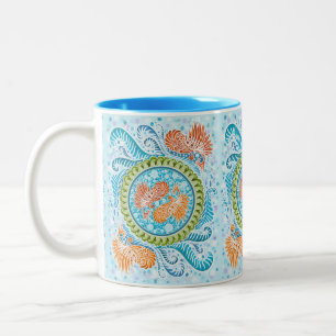 Taza Bicolor Tropical Koi Mandala