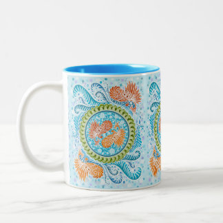 Taza Bicolor Tropical Koi Mandala