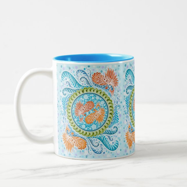 Taza Bicolor Tropical Koi Mandala (Izquierda)
