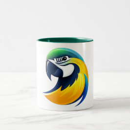 Taza Bicolor Tropical Parrot Illustration