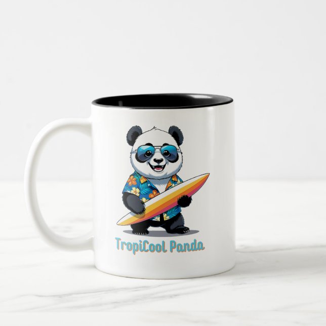 Taza Bicolor TropiCool Panda - Personalizado Cute Panda - Hawai (Izquierda)
