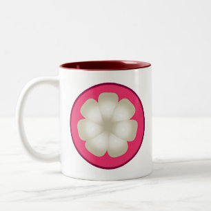 Taza Bicolor Trozo De Fruta Exótica Estilizado De Mangostino