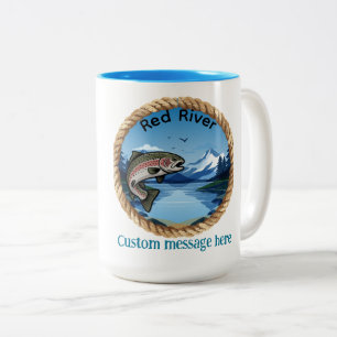 Taza Bicolor Trucha Arcoíris de Montaña Pesca de Trofeo