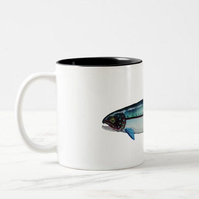 Taza Bicolor Trucha de cabeza de acero; Mug (Izquierda)