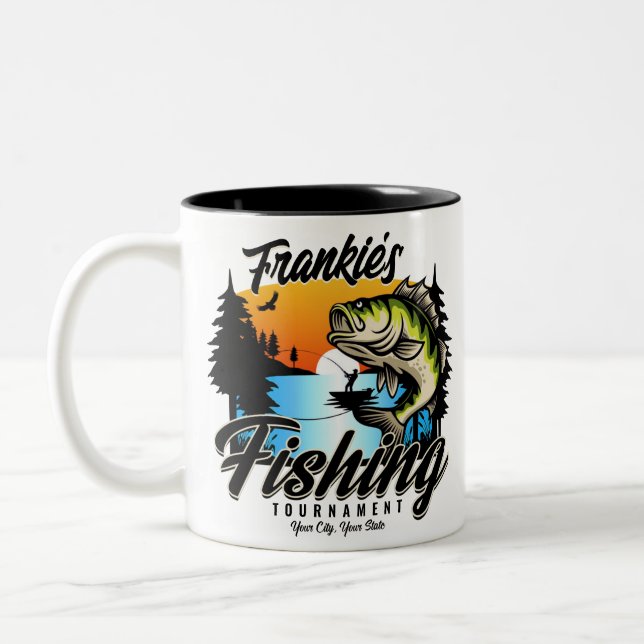 Taza Bicolor Trucha de pescador de pesca personalizada (Izquierda)