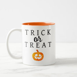 Taza Bicolor Truco espeluznante o trato a Halloween de Jack-o'-