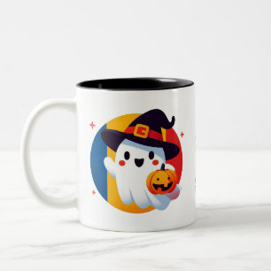 Taza Bicolor Truco o ceva dulce fantasma - Mug rumano en el ext
