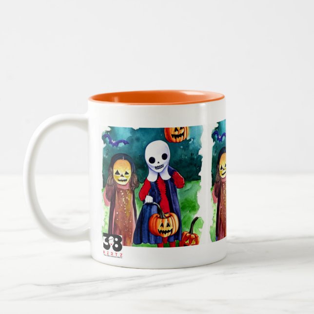 Taza Bicolor Truco o tratamientos de Halloween (Izquierda)