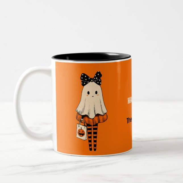 Taza Bicolor Truco o trato a fantasma Happy Halloween (Izquierda)