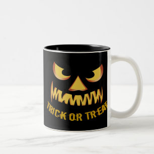 Taza Bicolor Truco o trato con cara de calabaza