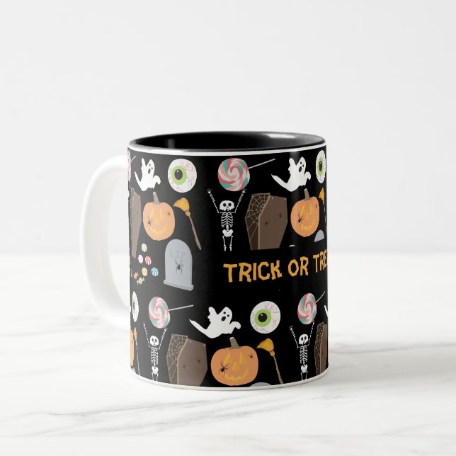 Taza Bicolor Truco o truco de Halloween (Anverso izquierdo)