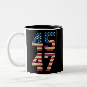 Taza Bicolor Trump 2024 45 47 Retro de bandera estadounidense a