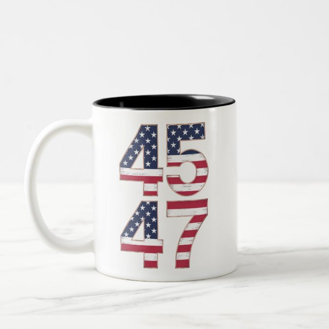 Taza Bicolor Trump 2024 45 47 Vintage (Izquierda)