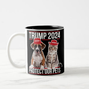 Taza Bicolor Trump 2024 Protege Nuestros Animales Gatos Perros 