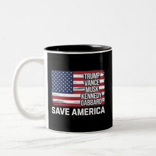 Taza Bicolor Trump Vance Musk Kennedy Gabbard 2024 Salva Améric