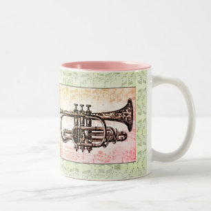 Taza Bicolor Trumpet Y Notas De Música