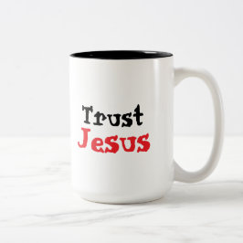 Taza Bicolor Trust Jesus Christian Quote