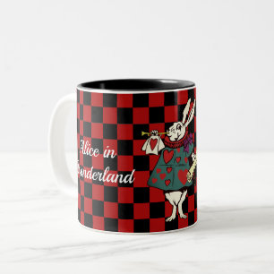 Taza Bicolor Tu Alicia de Conejo Blanco de Texto/Color en el Pa