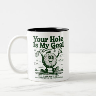 Taza Bicolor Tu hoyo es mi meta divertido golf golfing golfista