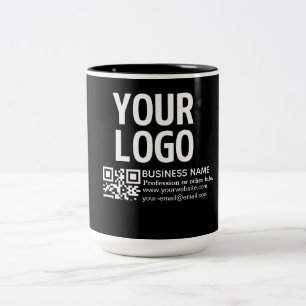 Taza Bicolor Tu logotipo con código QR editable y texto