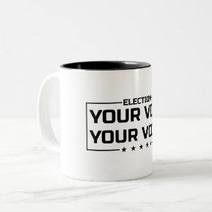 Taza Bicolor Tu voto tu voz fuente negra