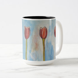Taza Bicolor Tubos de dos tonos de agua de tulipano
