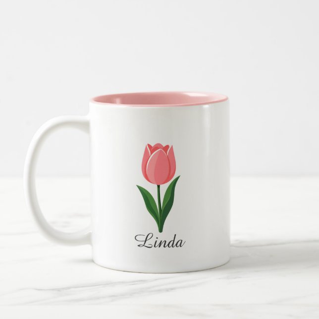 Taza Bicolor Tulipán rosa moderno (Izquierda)