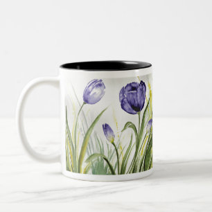 Taza Bicolor Tulipanes de Primavera Púrpura