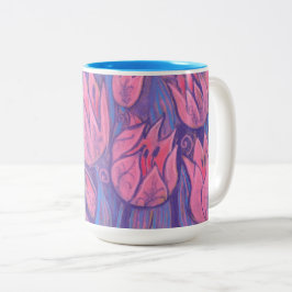 Taza Bicolor Tulipanes Funky Primavera Flores Pintado Pastel Fl