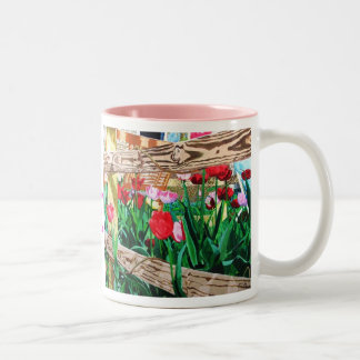 Taza Bicolor Tulipanes para usted