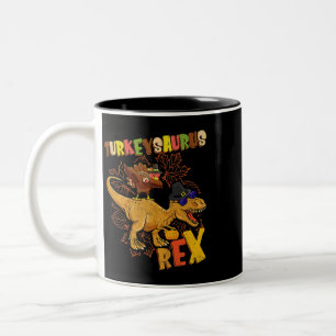 Taza Bicolor Turkeysaurus Rex Turkey Dinosaur Thankding Todd