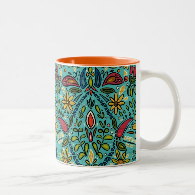 Taza Bicolor turquesa del aziza (Derecha)