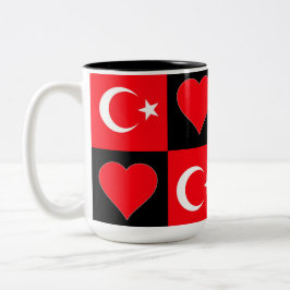 Taza Bicolor Turquía Bandera Patrón cardíaco diversión patrióti