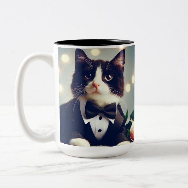 Taza Bicolor Tuxedo Cat (Izquierda)