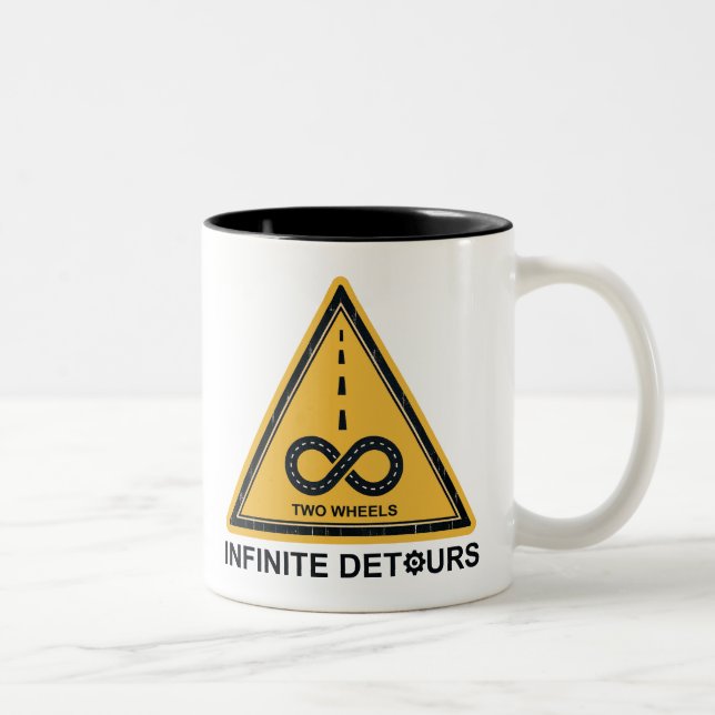 Taza Bicolor Two Wheels Infinite Detours Cycling (Derecha)