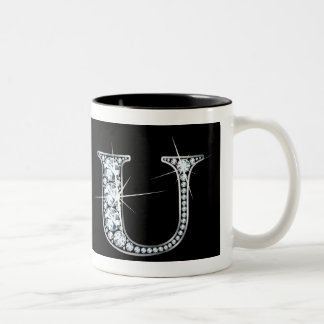 Taza Bicolor "U" Diamond Bling en negro Mug