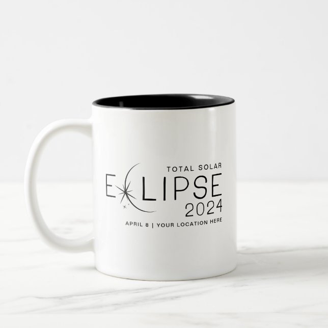 Taza Bicolor Ubicación del Personalizado del eclipse solar 2024 (Izquierda)