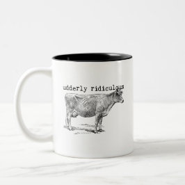 Taza Bicolor Udderly Ridiculous Punny Cow