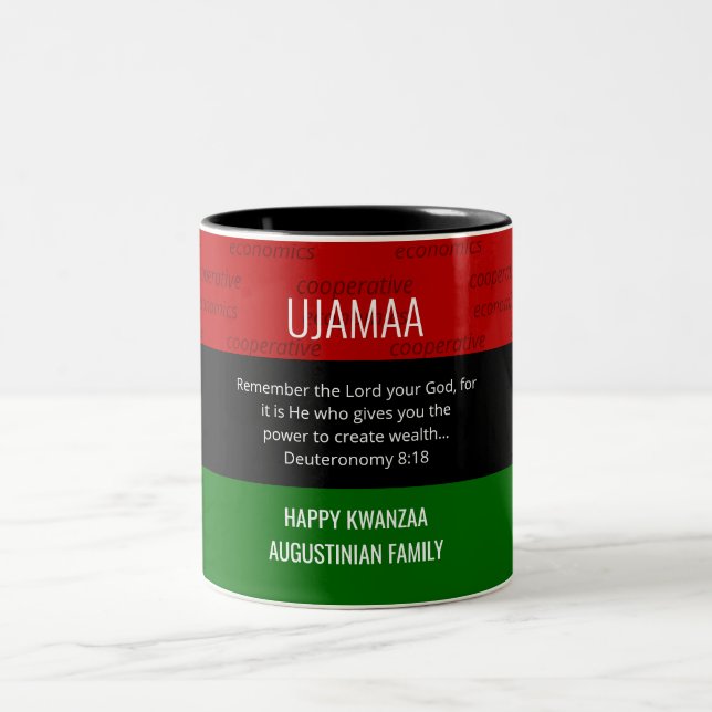 Taza Bicolor UJAMAA Kwanzaa personalizado (Centro)