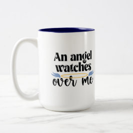 Taza Bicolor Un ángel vigila sobre mi esmalte de campamento