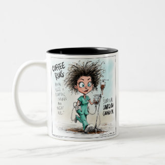 Taza Bicolor Un boceto humorístico sobre el agotamiento en la