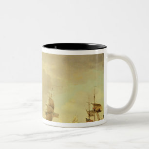 Taza Bicolor Un buque insignia inglés debajo de la vela fácil