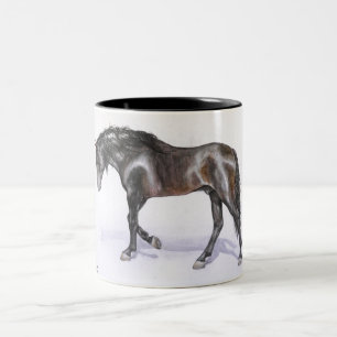 Taza Bicolor Un CABALLO andaluz que camina, semental pintado a