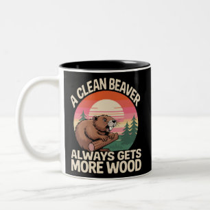 Taza Bicolor Un castor limpio siempre consigue más madera chist
